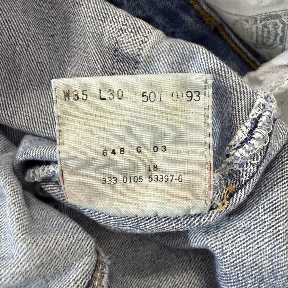 Levi's VTG Jeans Mens 35x30 Fits 33x27 Blue 501 Straight Button Fly 90s - Picture 3 of 16